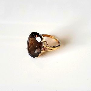 SMOKEY QUARTZ COCKTAIL Ring  | SIZE 5 | 14K Solid Yellow Gold